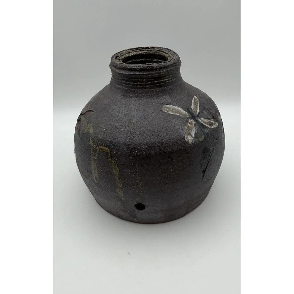 Turkey Mt Pottery Armuchee GA Studio‎ Art Pottery Lamp Base Vase Dragonfly